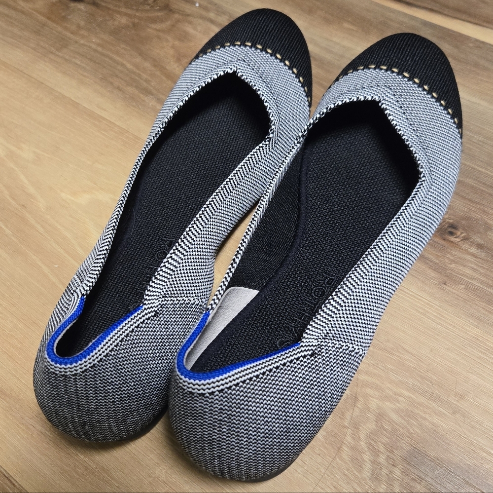 Rothy's The Flat Grey Mist Captoe Knit Fabric Slip On Ballet Flats Size US 8.5